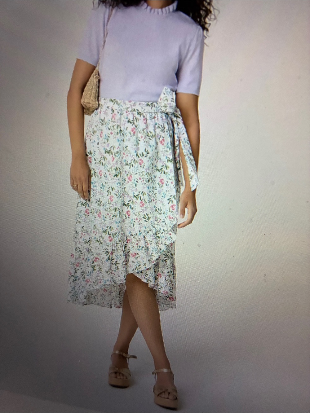 NWT J. Crew White bright lilac Skirt - White with Pink & Green